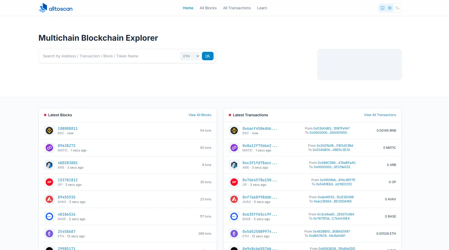 Alltoscan Explorer interface screenshot